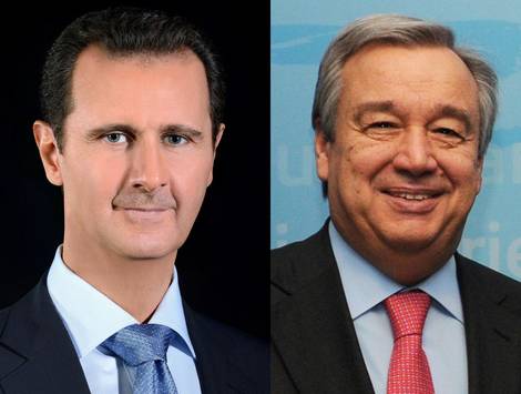 الرئيس الأسد يتلقى برقية من أمين عام الأمم المتحدة بمناسبة عيد الجلاء